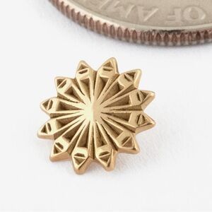 Kiwi Jewelry Sun Mandala Threaded End Yellow Gold Earring